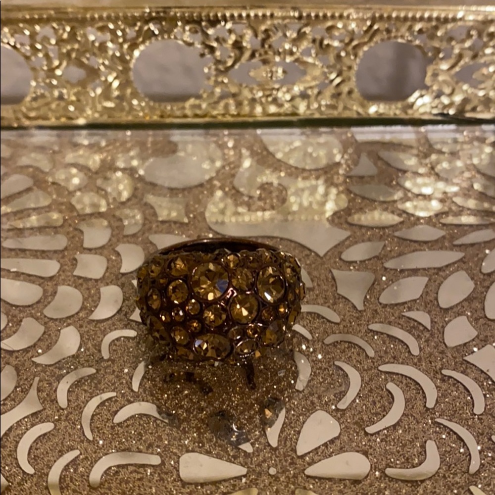 Bronze Jeweled Ring By Fossil Size 7 EUC